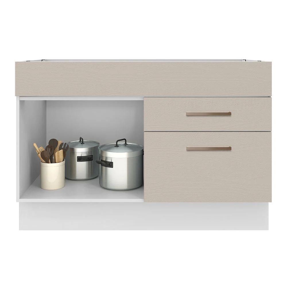 Balcão Gabinete de Pia 1 Porta e 2 Gavetas Branco/Crema Agata Madesa - Image 3