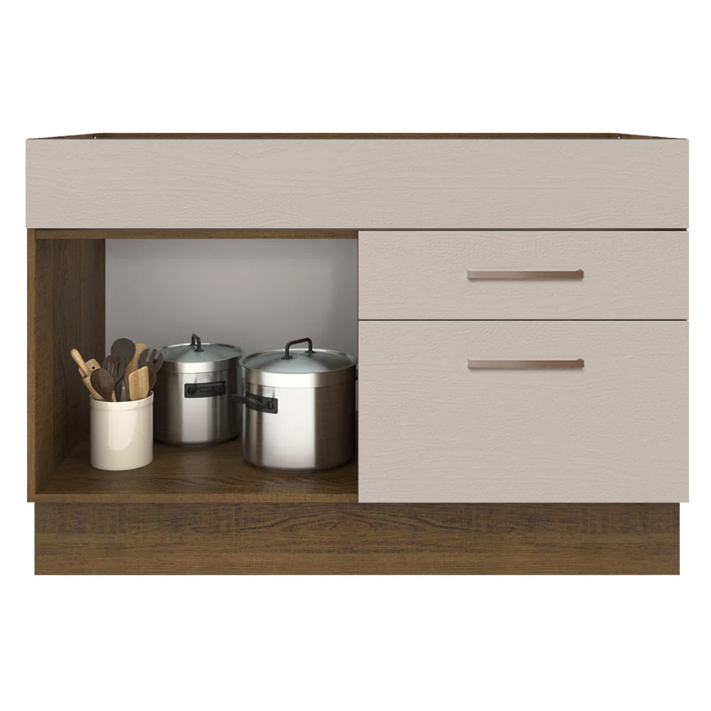 Balcão Gabinete de Pia 1 Porta e 2 Gavetas Rustic/Crema Agata Madesa - Image 3