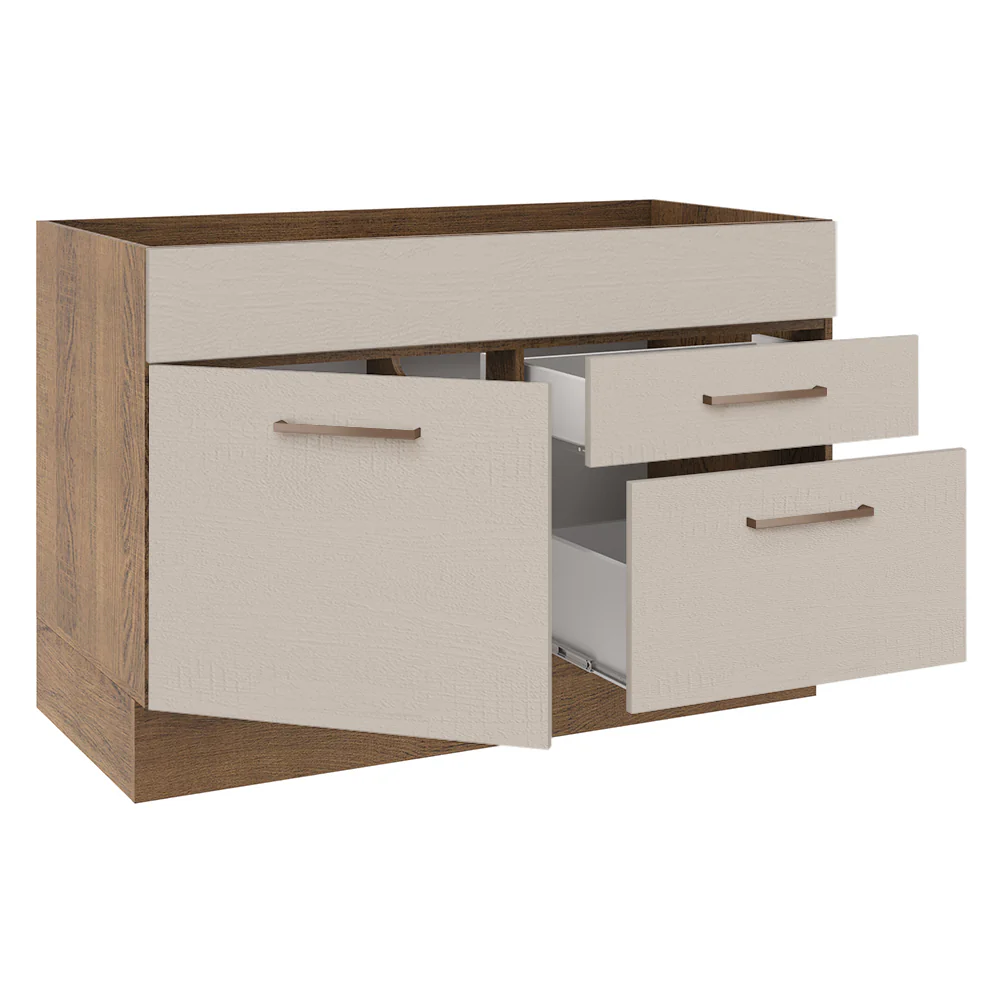 Balcão Gabinete de Pia 1 Porta e 2 Gavetas Rustic/Crema Agata Madesa - Image 4