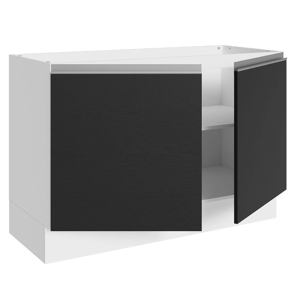 Balcão Gabinete de Pia 100% MDF 120 cm 2 Portas Branco/Preto Acordes Madesa - Image 5