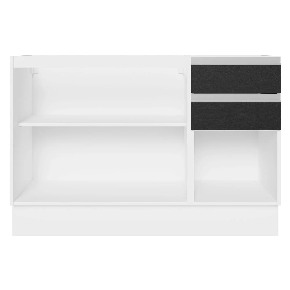 Balcão Gabinete de Pia 100% MDF 120 cm 3 Portas 2 Gavetas Branco/Preto Acordes Madesa - Image 6