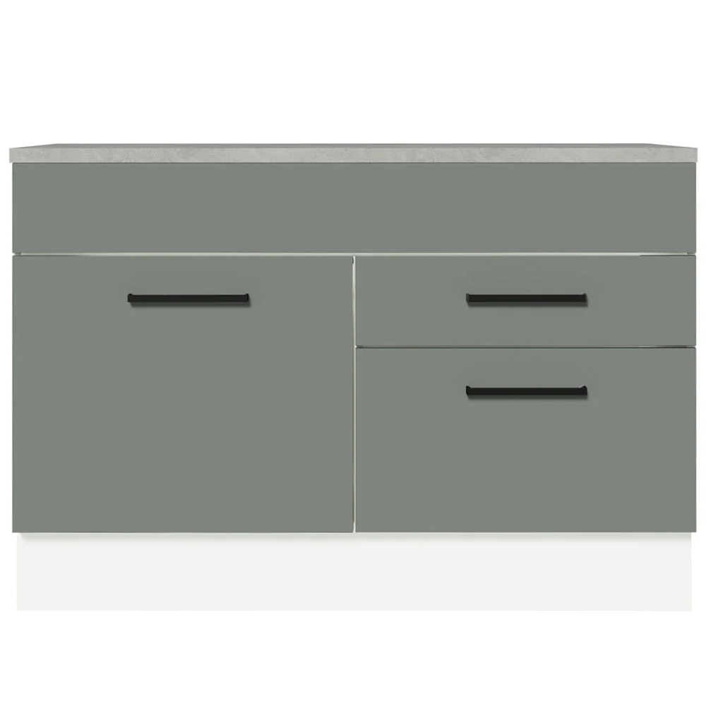 Balcão Gabinete 120 x 60 cm 1 Porta 2 Gavetas Branco/Cinza (Com Tampo) Agata Madesa - Image 12