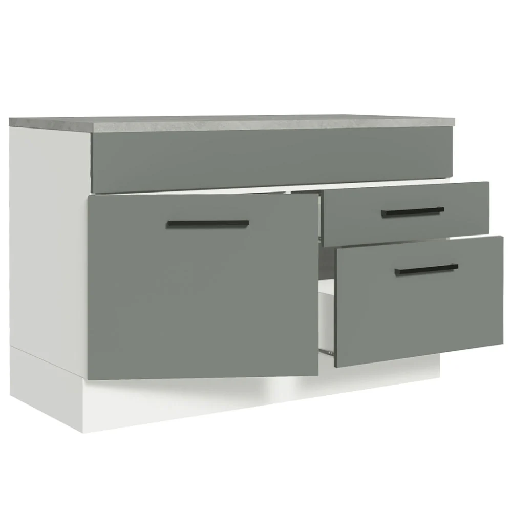 Balcão Gabinete 120 x 60 cm 1 Porta 2 Gavetas Branco/Cinza (Com Tampo) Agata Madesa - Image 5