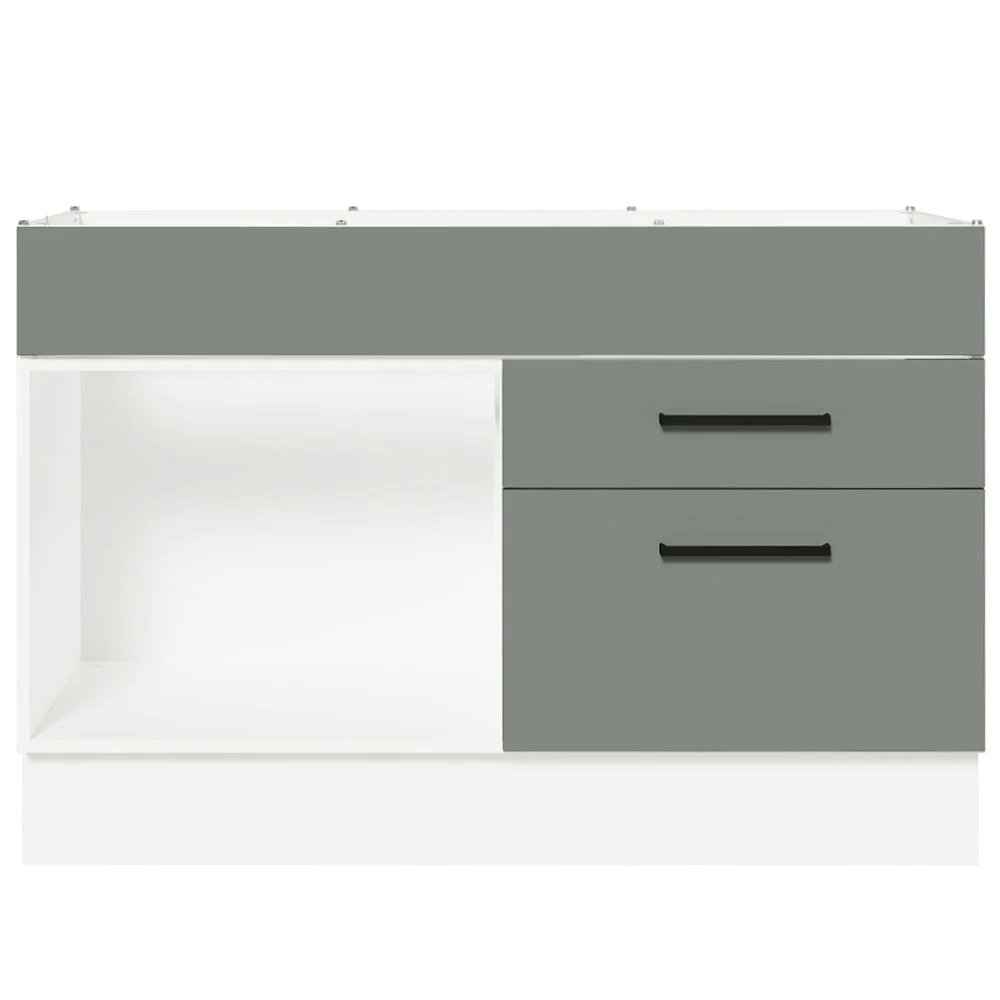 Balcão Gabinete de Pia 120 x 60 cm 1 Porta 2 Gavetas Branco/Cinza (Sem Tampo) Agata Madesa - Image 11