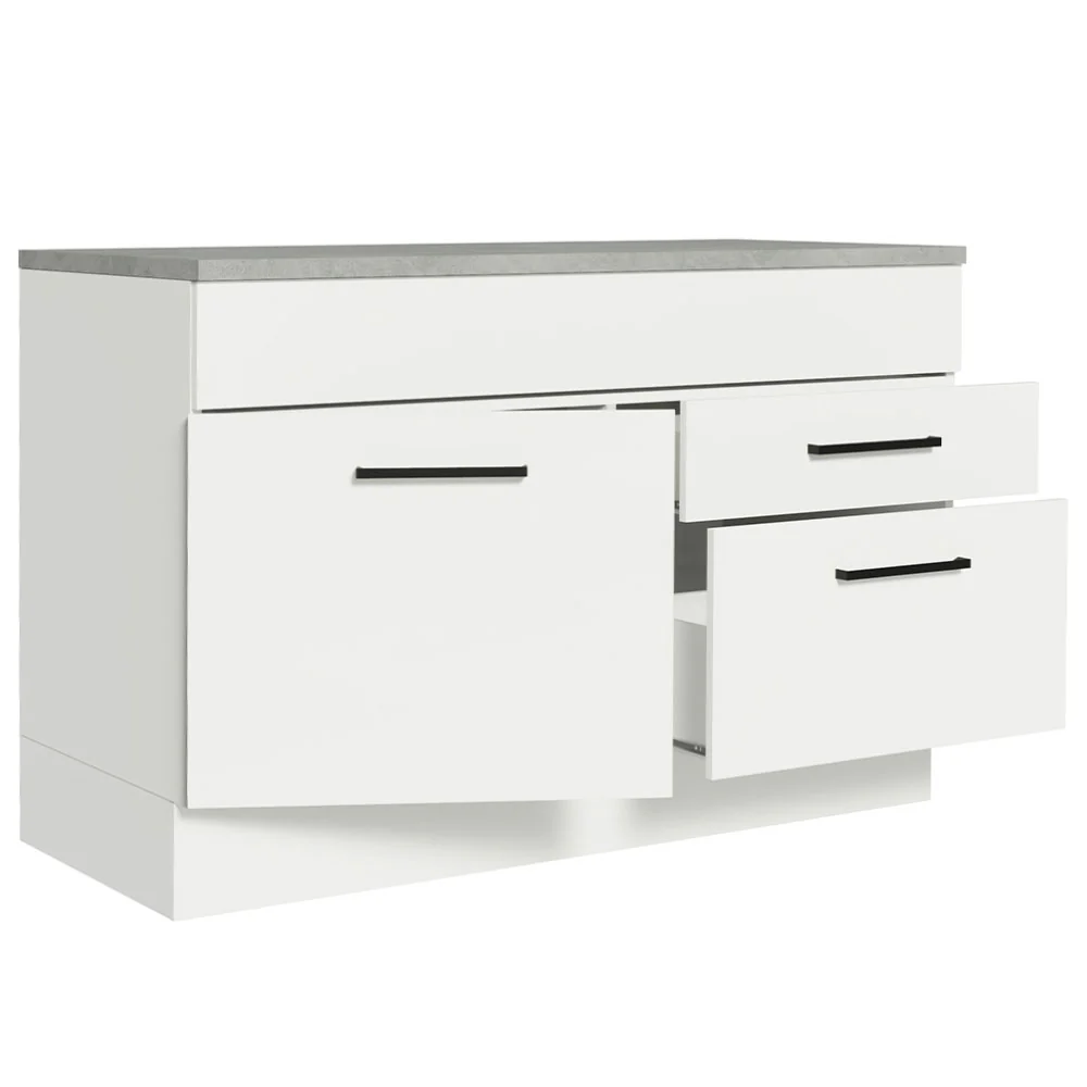 Balcão Gabinete 120 x 60 cm 1 Porta 2 Gavetas Branco (Com Tampo) Agata Madesa - Image 5