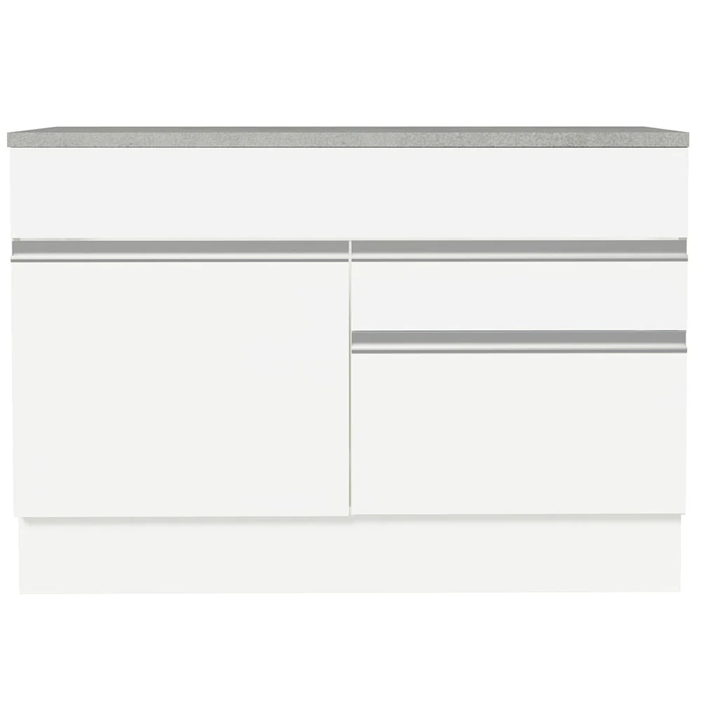 Balcão Gabinete 120 x 60 cm 1 Porta 2 Gavetas Branco (Com Tampo) Glamy Madesa - Image 10
