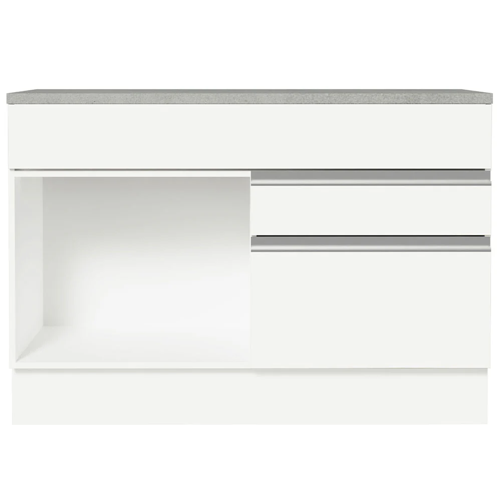 Balcão Gabinete 120 x 60 cm 1 Porta 2 Gavetas Branco (Com Tampo) Glamy Madesa - Image 11