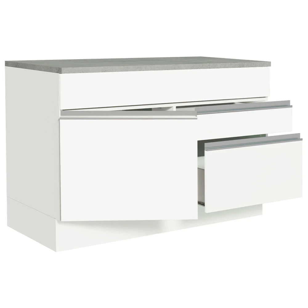 Balcão Gabinete 120 x 60 cm 1 Porta 2 Gavetas Branco (Com Tampo) Glamy Madesa - Image 5