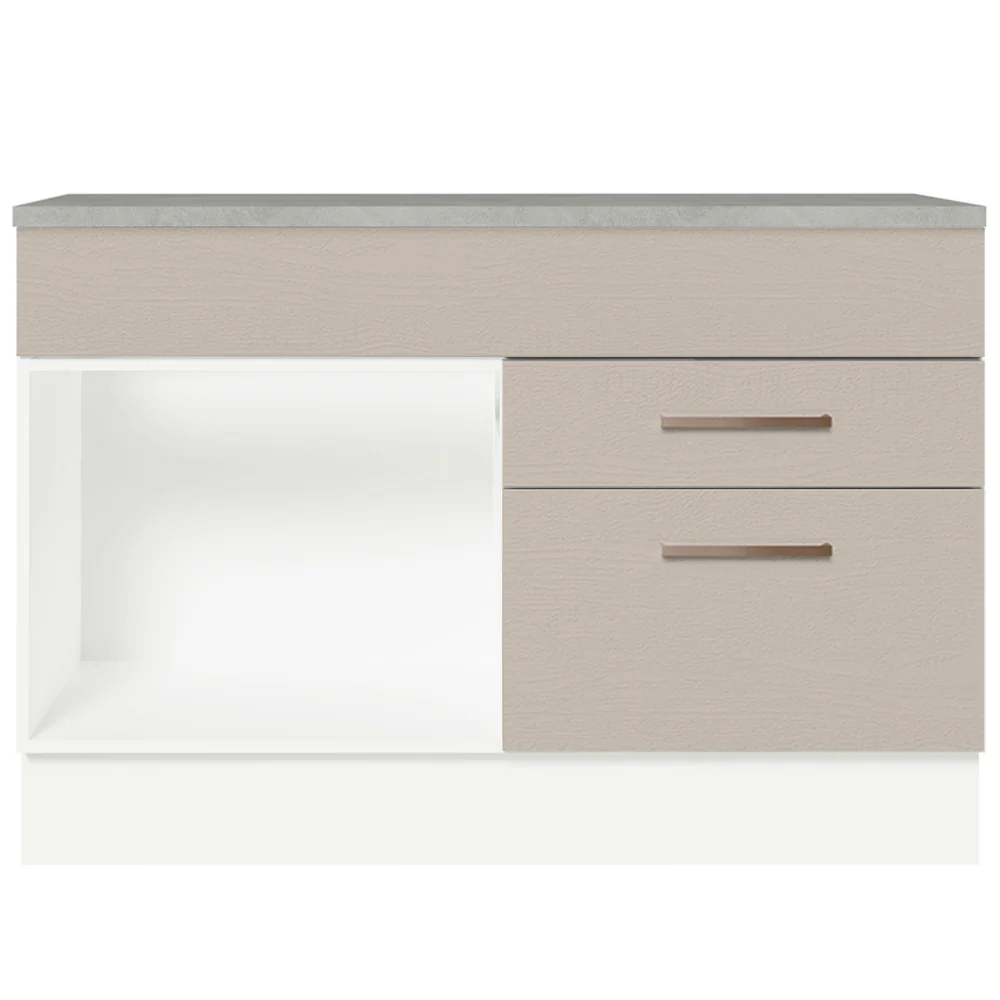 Balcão Gabinete 120 x 60 cm 1 Porta 2 Gavetas Branco/Crema (Com Tampo) Agata Madesa - Image 11