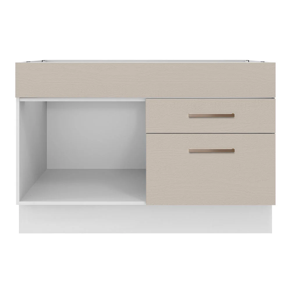 Balcão Gabinete de Pia 120 x 60 cm 1 Porta 2 Gavetas Branco/Crema (Sem Tampo) Agata Madesa - Image 12