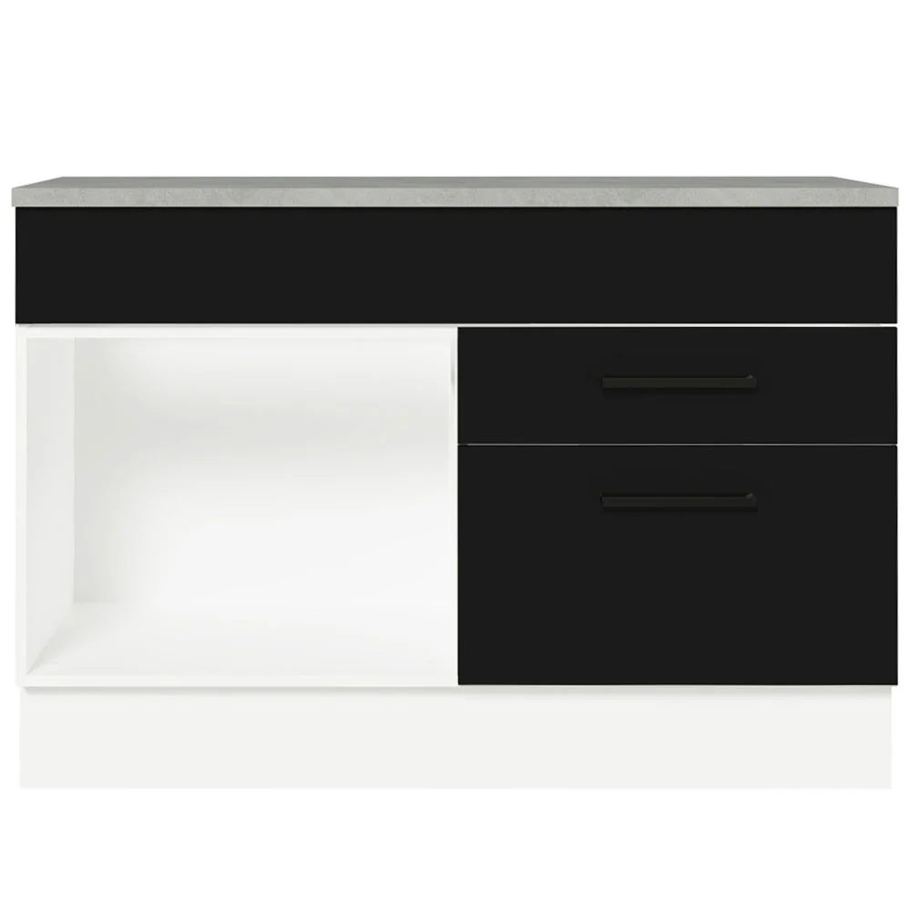 Balcão Gabinete 120 x 60 cm 1 Porta 2 Gavetas Branco/Preto (Com Tampo) Agata Madesa - Image 11