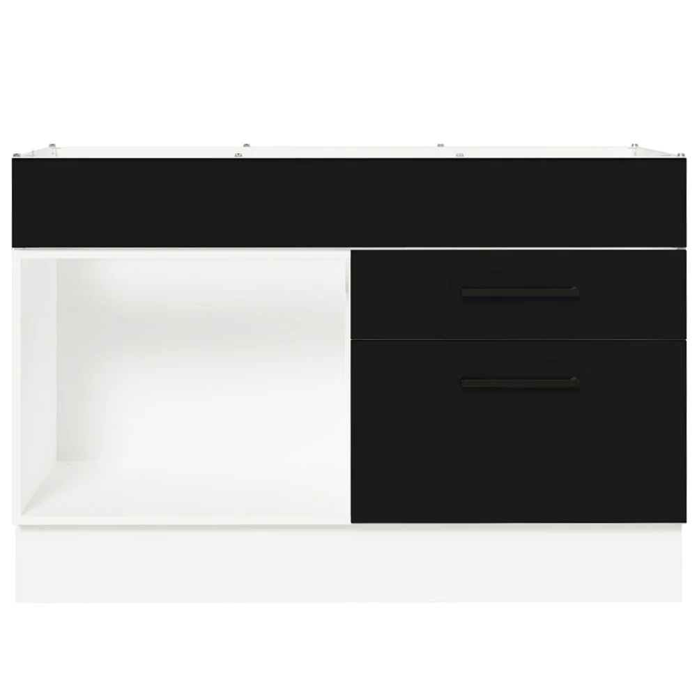 Balcão Gabinete de Pia 120 x 60 cm 1 Porta 2 Gavetas Branco/Preto (Sem Tampo) Agata Madesa - Image 11