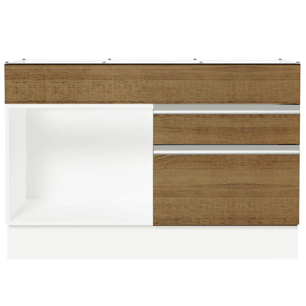 Balcão Gabinete de Pia 120 x 60 cm 1 Porta 2 Gavetas Branco/Rustic (Sem Tampo) Glamy Madesa - Image 11