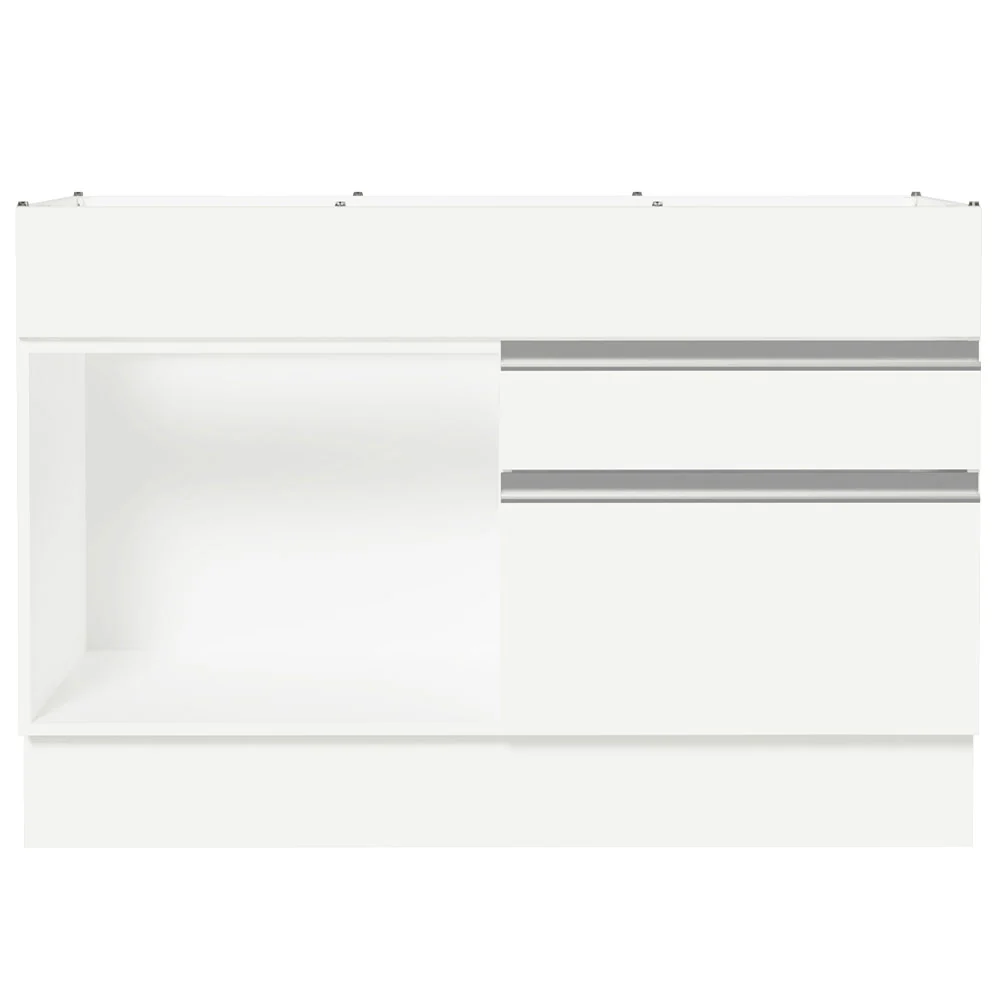 Balcão Gabinete de Pia 120 x 60 cm 1 Porta 2 Gavetas Branco (Sem Tampo) Glamy Madesa - Image 10