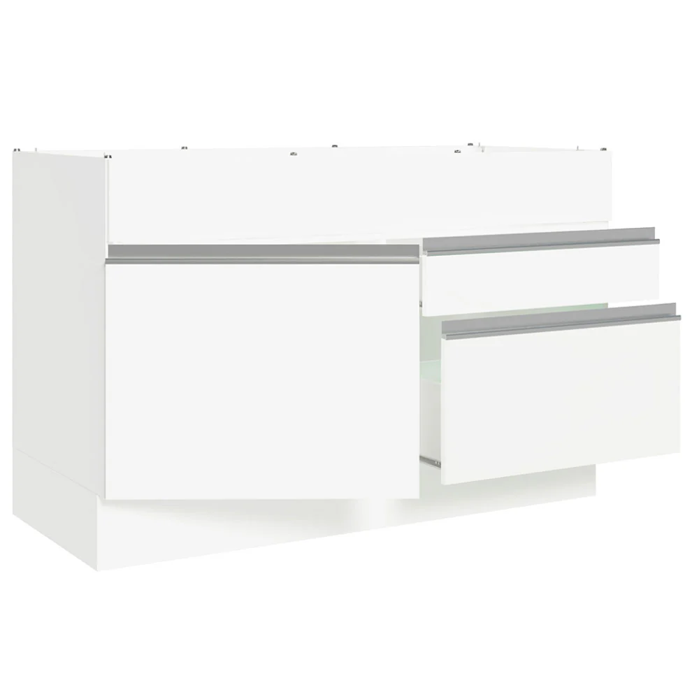 Balcão Gabinete de Pia 120 x 60 cm 1 Porta 2 Gavetas Branco (Sem Tampo) Glamy Madesa - Image 5