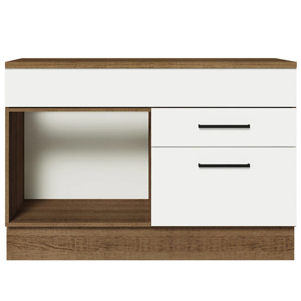 Balcão Gabinete 120 x 60 cm 1 Porta 2 Gavetas Rustic/Branco (Com Tampo) Agata Madesa - Image 11