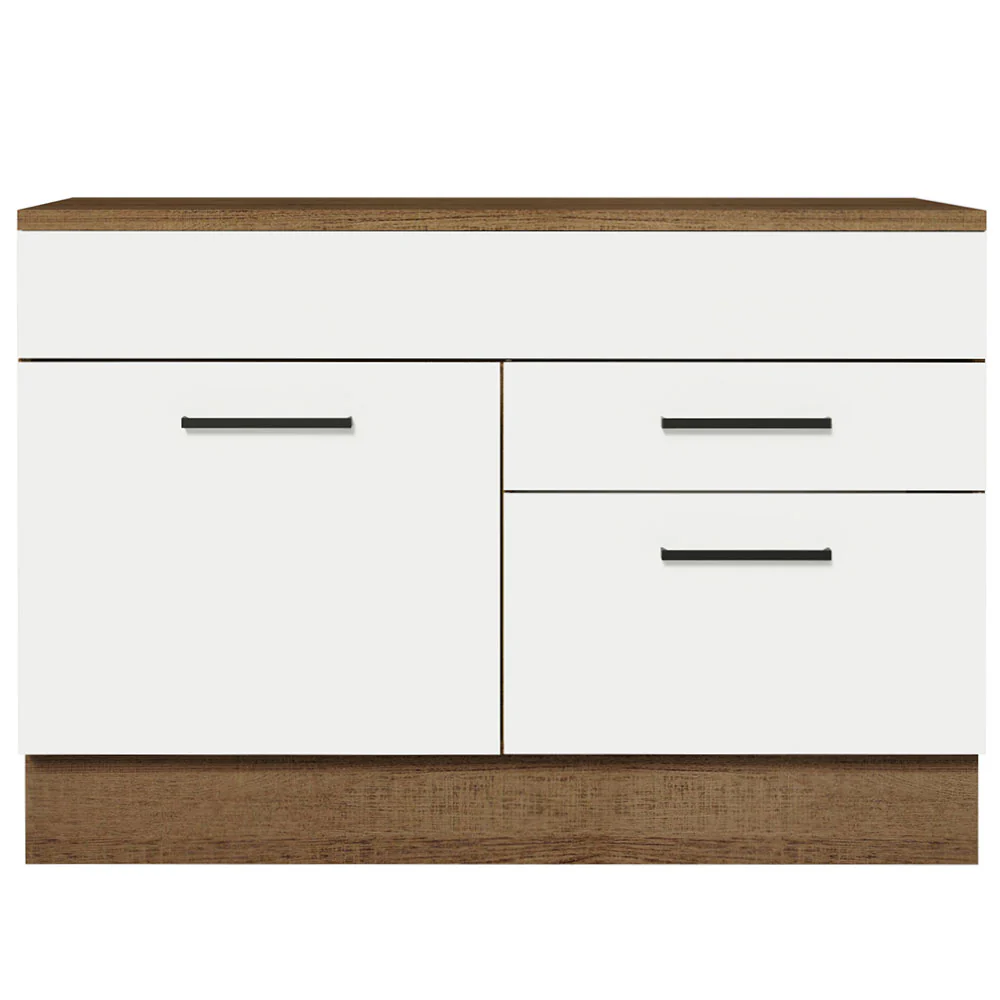 Balcão Gabinete 120 x 60 cm 1 Porta 2 Gavetas Rustic/Branco (Com Tampo) Agata Madesa - Image 12