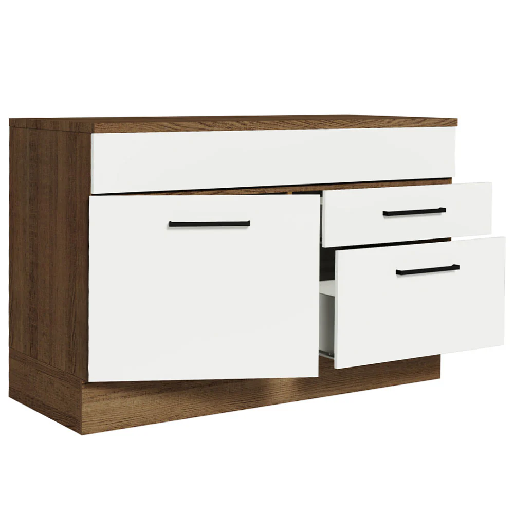 Balcão Gabinete 120 x 60 cm 1 Porta 2 Gavetas Rustic/Branco (Com Tampo) Agata Madesa - Image 5
