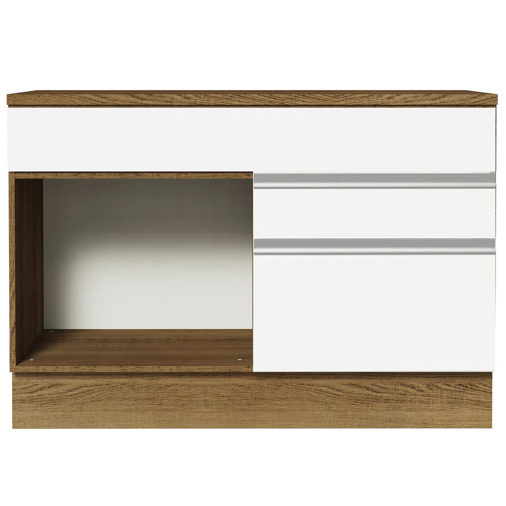 Balcão Gabinete 120 x 60 cm 1 Porta 2 Gavetas Rustic/Branco (Com Tampo) Glamy Madesa - Image 11