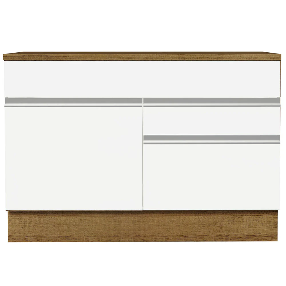 Balcão Gabinete 120 x 60 cm 1 Porta 2 Gavetas Rustic/Branco (Com Tampo) Glamy Madesa - Image 12