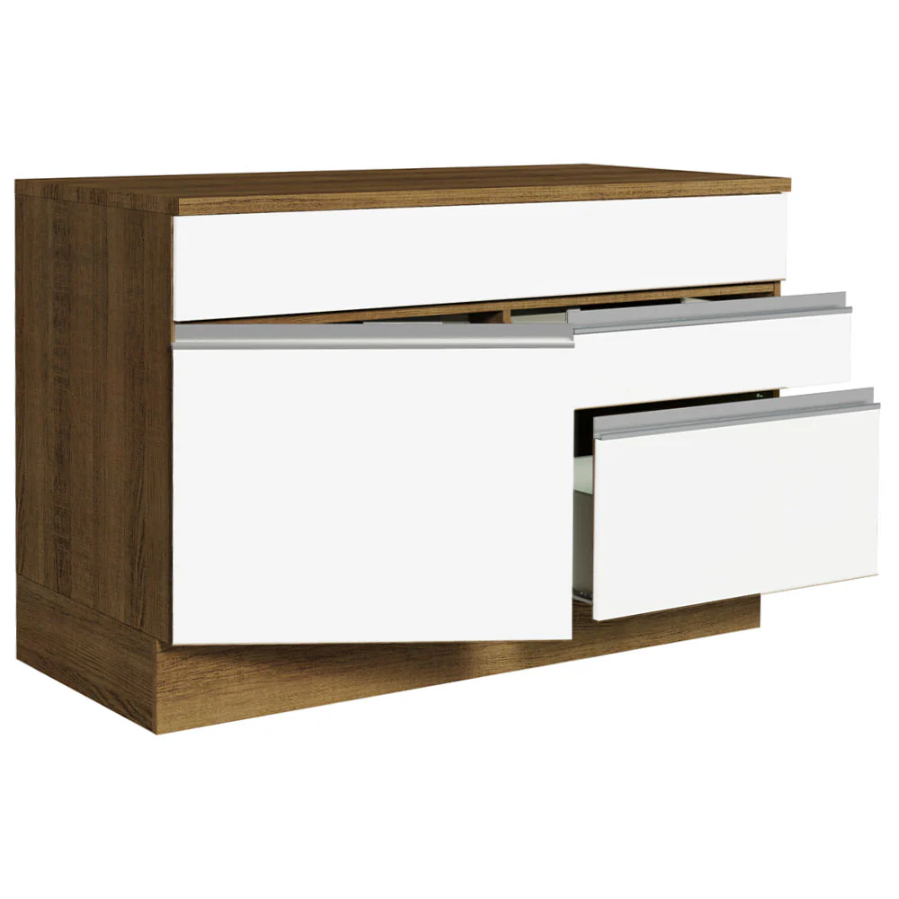 Balcão Gabinete 120 x 60 cm 1 Porta 2 Gavetas Rustic/Branco (Com Tampo) Glamy Madesa - Image 5