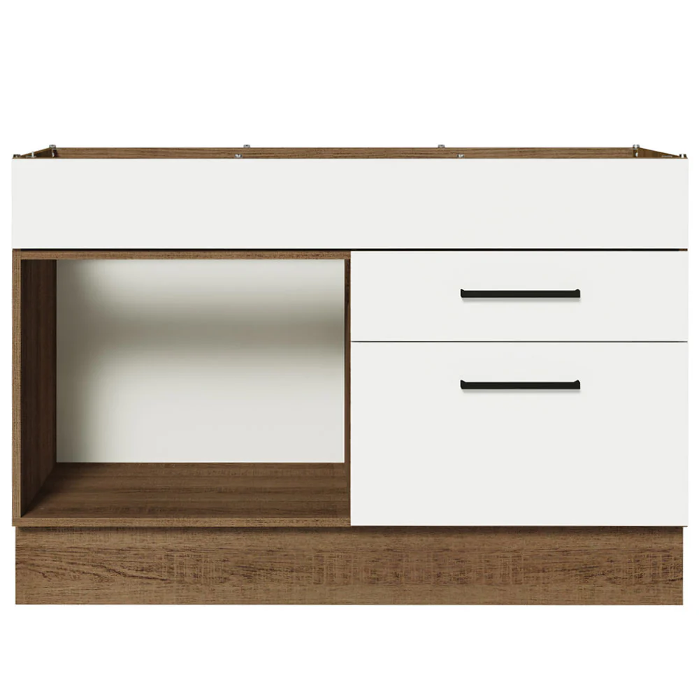 Balcão Gabinete de Pia 120 x 60 cm 1 Porta 2 Gavetas Rustic/Branco (Sem Tampo) Agata Madesa - Image 11