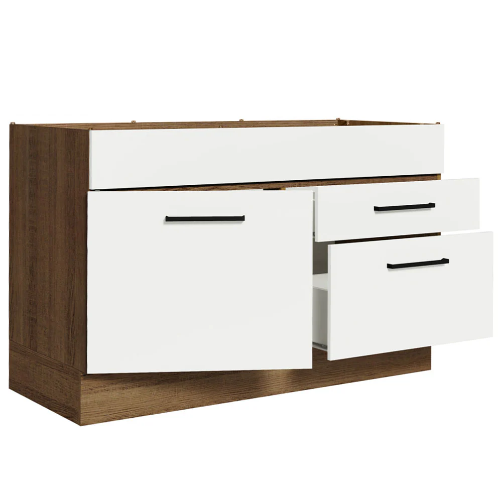 Balcão Gabinete de Pia 120 x 60 cm 1 Porta 2 Gavetas Rustic/Branco (Sem Tampo) Agata Madesa - Image 5