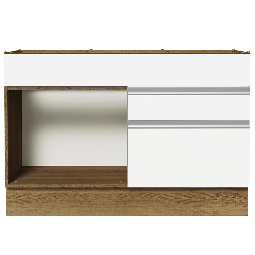 Balcão Gabinete de Pia 120 x 60 cm 1 Porta 2 Gavetas Rustic/Branco (Sem Tampo) Glamy Madesa - Image 11
