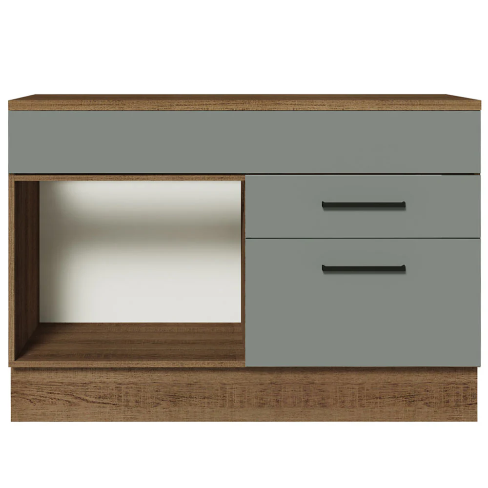 Balcão Gabinete 120 x 60 cm 1 Porta 2 Gavetas Rustic/Cinza (Com Tampo) Agata Madesa - Image 11