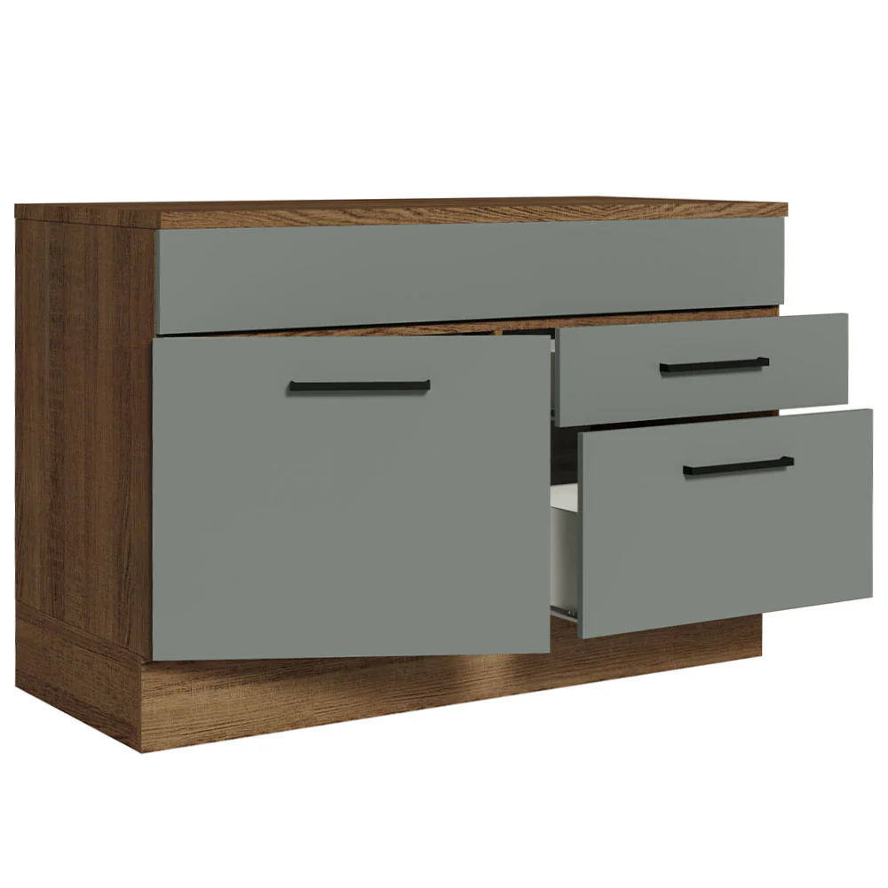 Balcão Gabinete 120 x 60 cm 1 Porta 2 Gavetas Rustic/Cinza (Com Tampo) Agata Madesa - Image 5