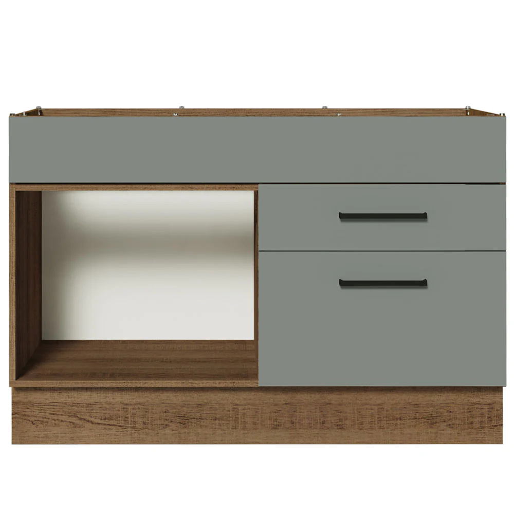 Balcão Gabinete de Pia 120 x 60 cm 1 Porta 2 Gavetas Rustic/Cinza (Sem Tampo) Agata Madesa - Image 11