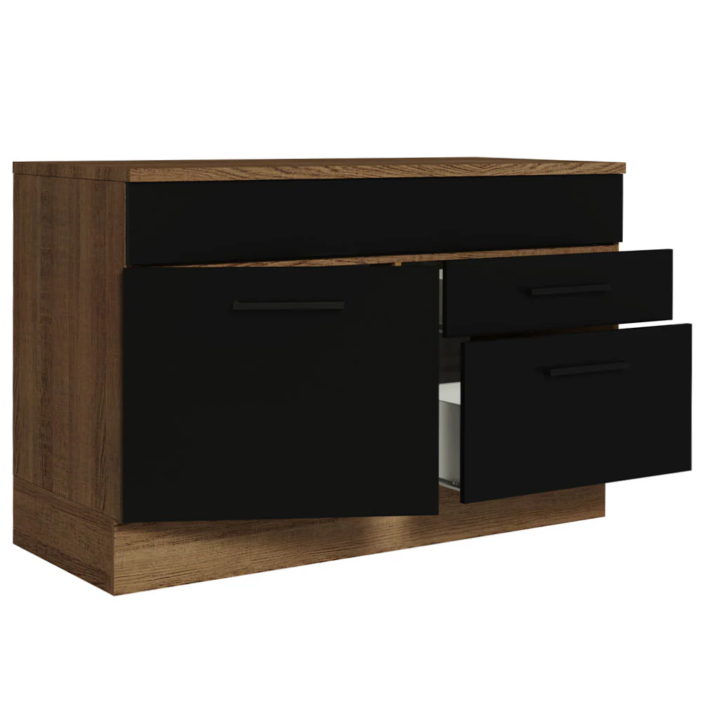Balcão Gabinete 120 x 60 cm 1 Porta 2 Gavetas Rustic/Preto (Com Tampo) Agata Madesa - Image 5