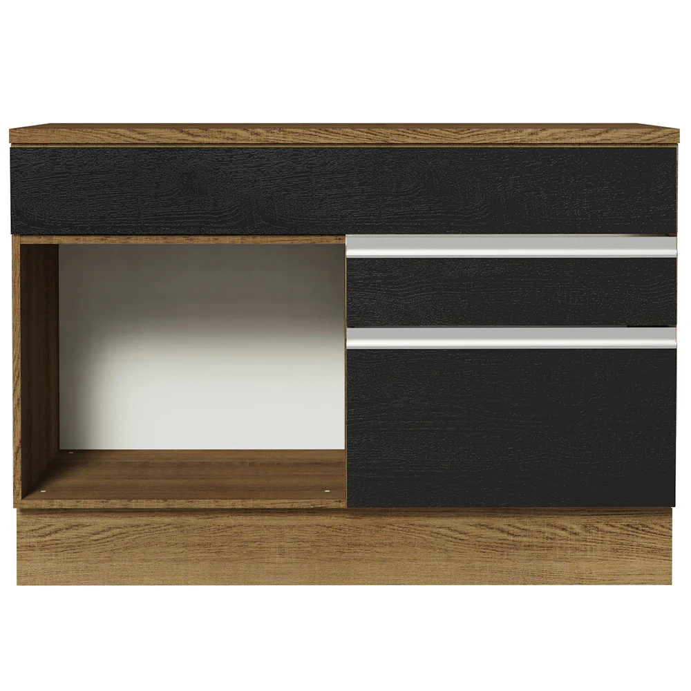 Balcão Gabinete 120 x 60 cm 1 Porta 2 Gavetas Rustic/Preto (Com Tampo) Glamy Madesa - Image 11