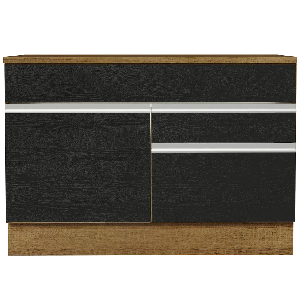 Balcão Gabinete 120 x 60 cm 1 Porta 2 Gavetas Rustic/Preto (Com Tampo) Glamy Madesa - Image 12