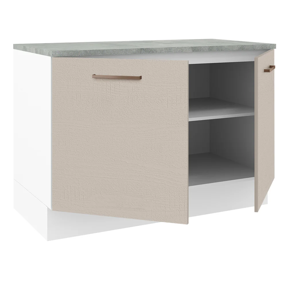 Balcão Gabinete 120 x 60 cm 2 Portas (Com Tampo) Branco/Crema Agata Madesa - Image 4