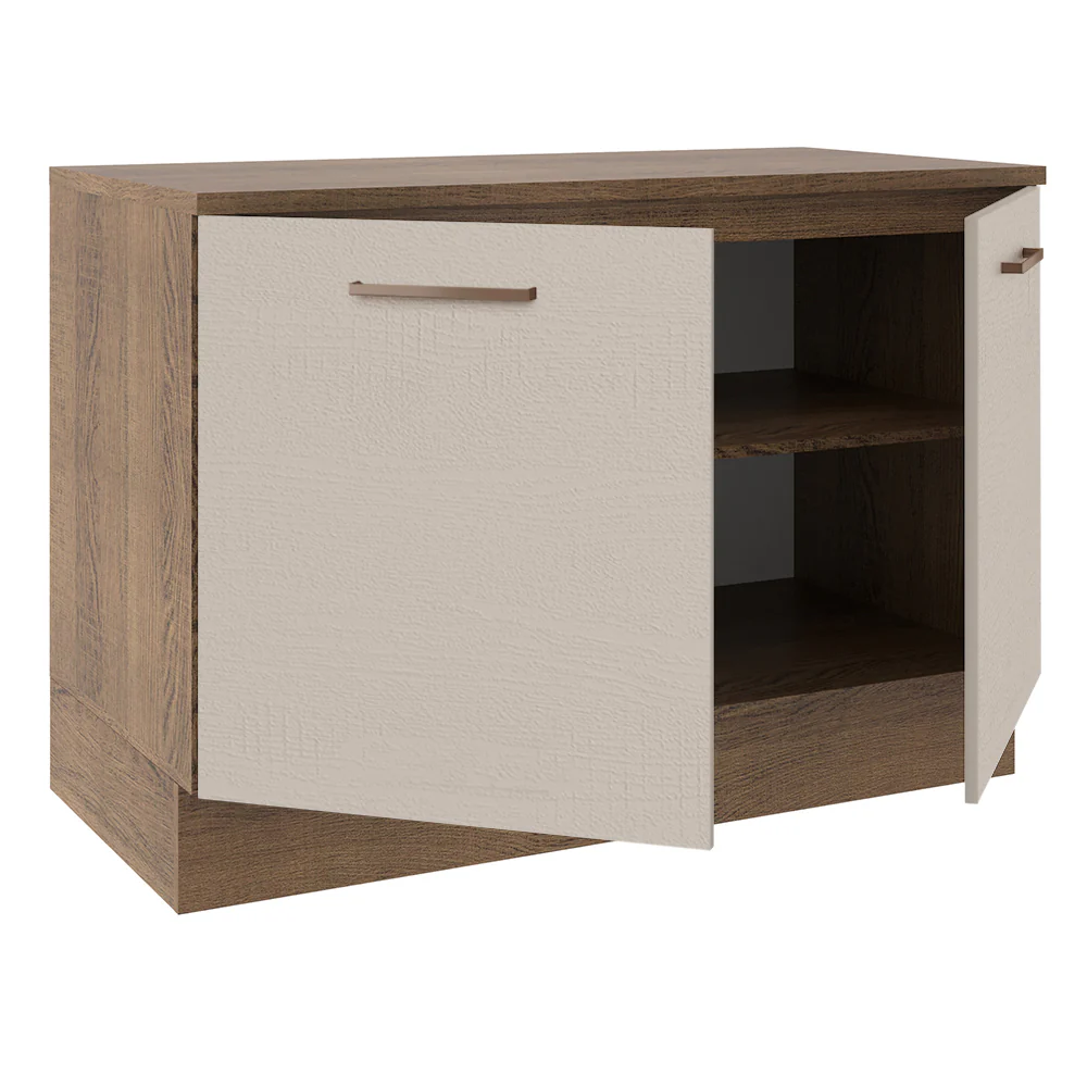 Balcão Gabinete 120 x 60 cm 2 Portas (Com Tampo) Rustic/Crema Agata Madesa - Image 4