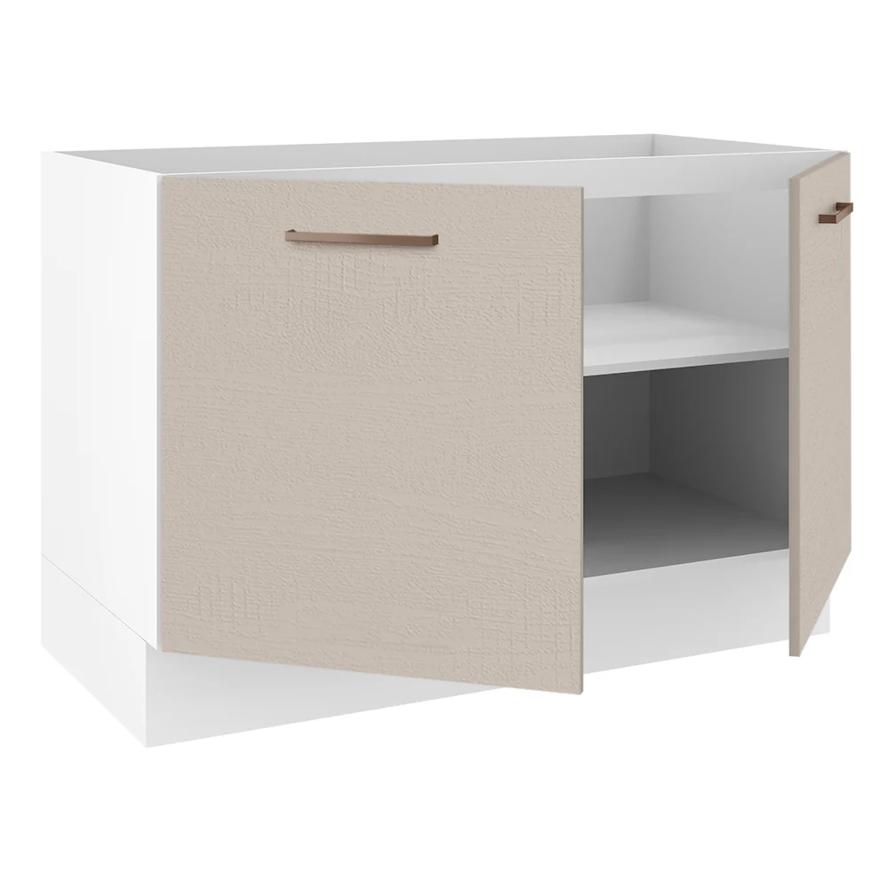Balcão Gabinete de Pia 120 x 60 cm 2 Portas (Sem Tampo) Branco/Crema Agata Madesa - Image 4