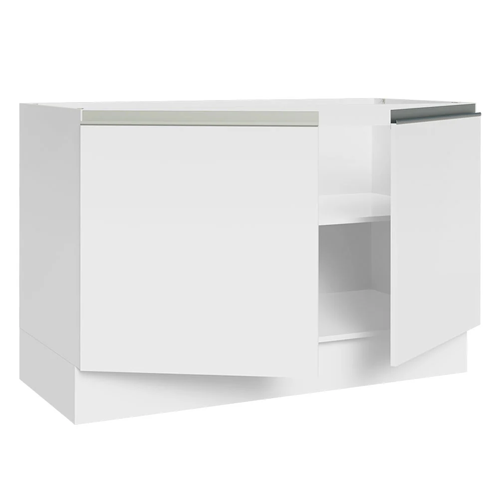 Balcão Gabinete de Pia 120 x 60 cm 2 Portas (Sem Tampo) Branco Glamy Madesa - Image 5