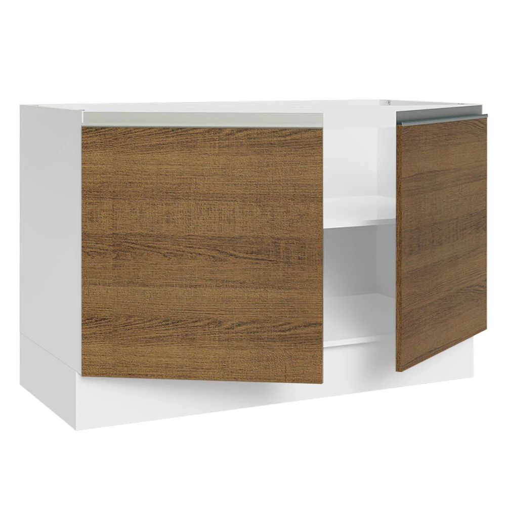 Balcão Gabinete de Pia 120 x 60 cm 2 Portas (Sem Tampo) Branco/Rustic Glamy Madesa - Image 5