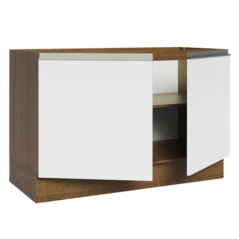 Balcão Gabinete de Pia 120 x 60 cm 2 Portas (Sem Tampo) Rustic/Branco Glamy Madesa - Image 5