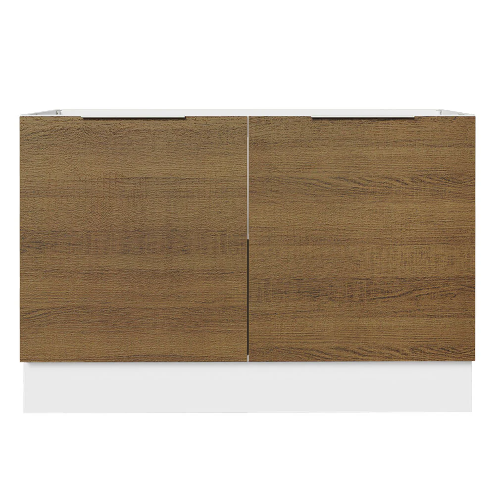 Balcão Gabinete de Pia 120 x 60 cm 2 Portas (Sem Tampo) Branco/Rustic Stella Madesa - Image 6