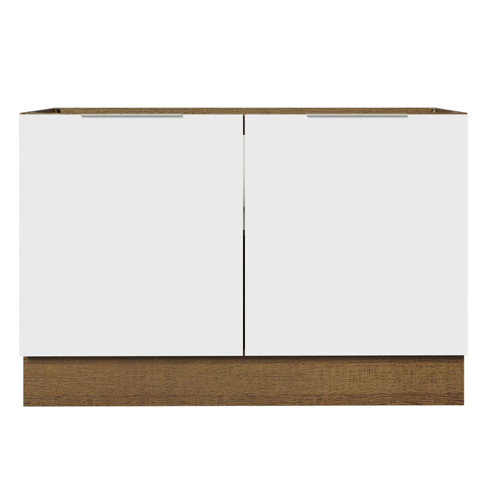 Balcão Gabinete de Pia 120 x 60 cm 2 Portas (Sem Tampo) Rustic/Branco Stella Madesa - Image 7