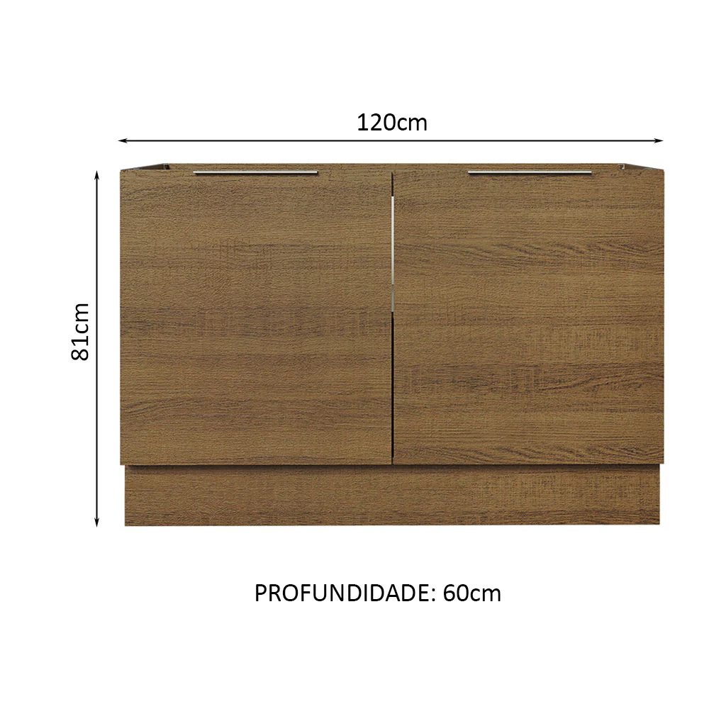 Balcão Gabinete de Pia 120 x 60 cm 2 Portas (Sem Tampo) Rustic Stella Madesa - Image 2
