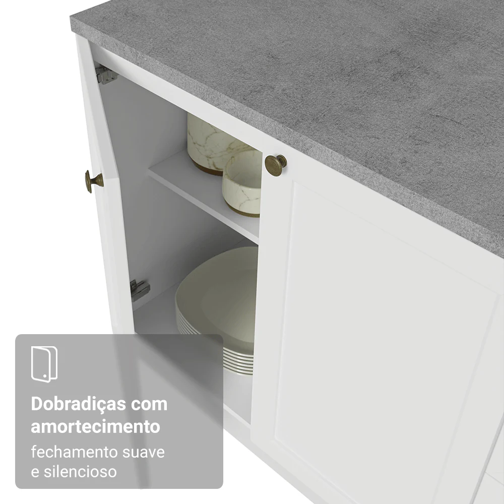 Balcão Gabinete de Pia 120 x 60 cm (Sem Tampo) Branco Vik Madesa - Image 7