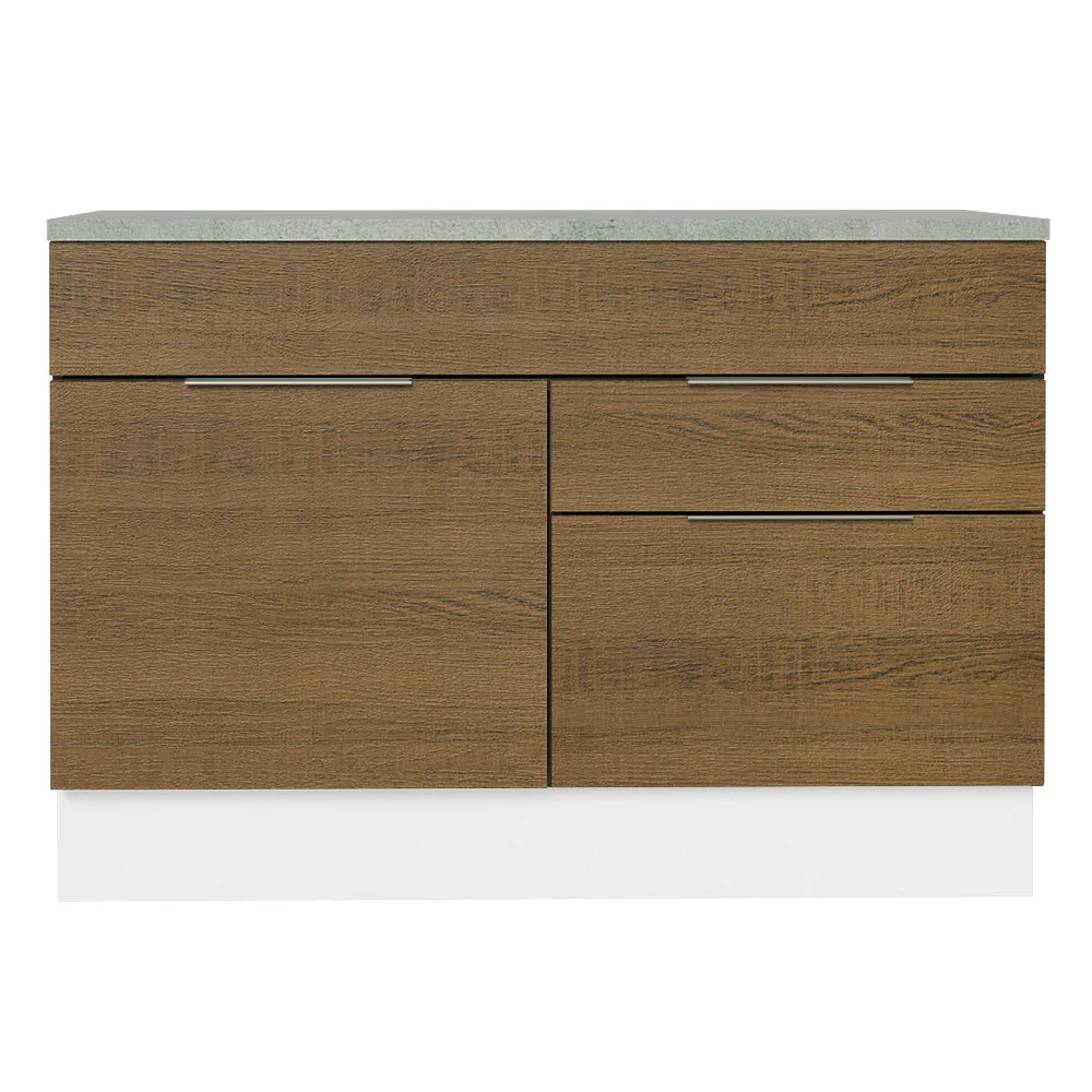 Balcão Gabinete 120 cm 1 Portas e 2 Gavetas (Com Tampo) Branco/Rustic Stella Madesa - Image 6
