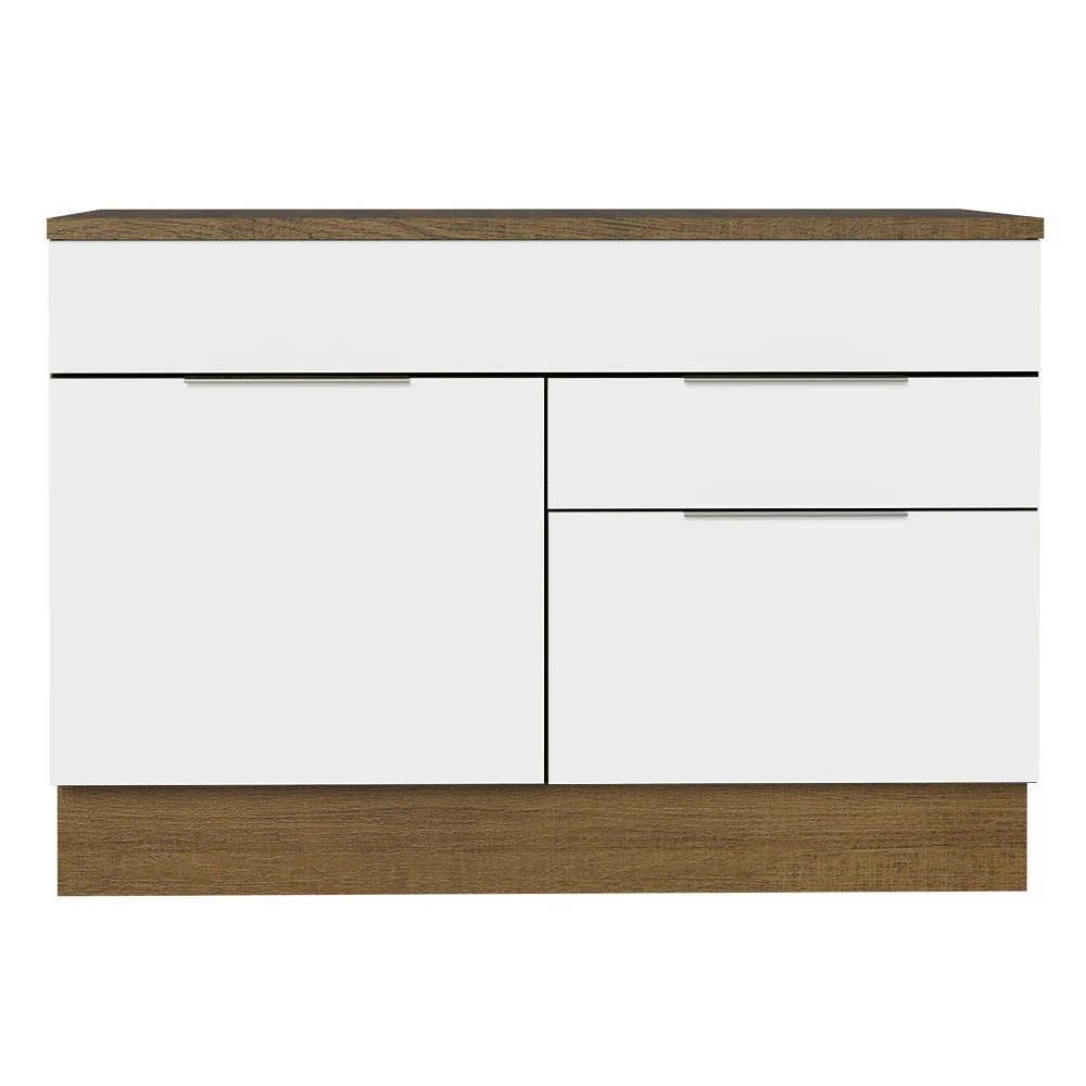 Balcão Gabinete 120 cm 1 Portas e 2 Gavetas (Com Tampo) Rustic/Branco Stella Madesa - Image 6