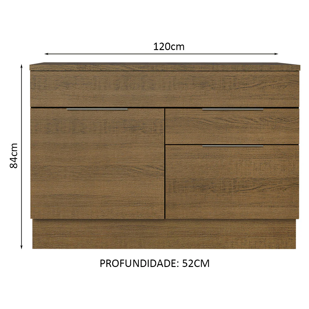 Balcão Gabinete 120 cm 1 Portas e 2 Gavetas (Com Tampo) Rustic Stella Madesa - Image 2