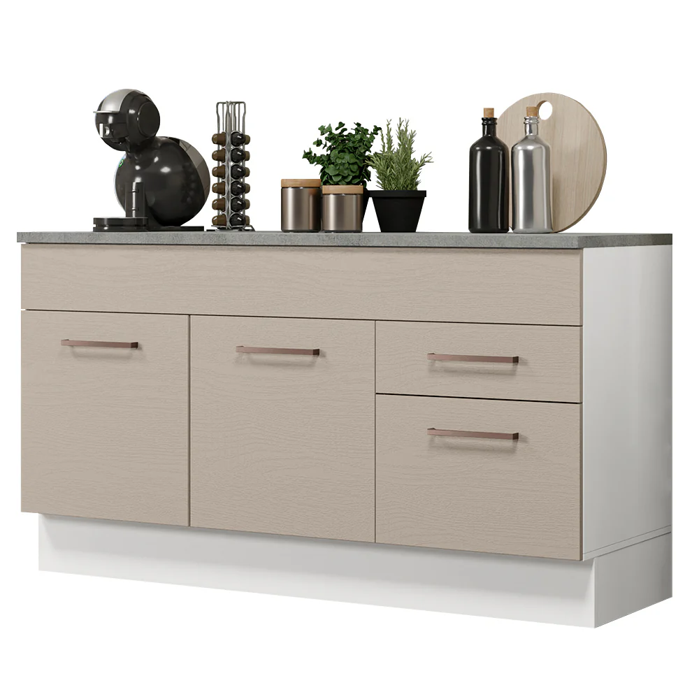 Balcão Gabinete 150 cm 2 Gavetas 2 Portas (Com Tampo) Branco/Crema Agata Madesa - Image 2