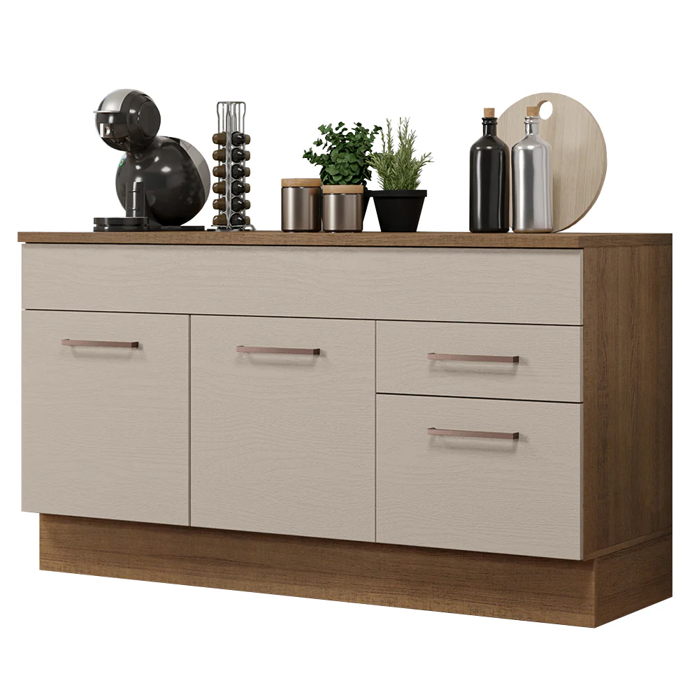 Balcão Gabinete 150 cm 2 Gavetas 2 Portas (Com Tampo) Rustic/Crema Agata Madesa - Image 2
