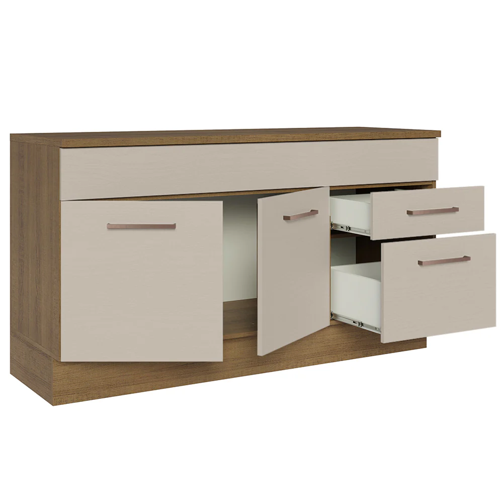 Balcão Gabinete 150 cm 2 Gavetas 2 Portas (Com Tampo) Rustic/Crema Agata Madesa - Image 4